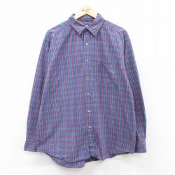 【50%OFF】XL★古着 FADED GLORY 長袖 シャツ メンズ コットン 紺他 ネイビー チェック 25apr09 中古 トップス