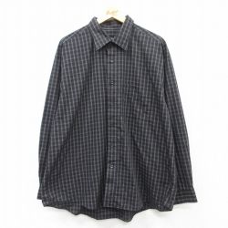 XL★古着 バンヒューセン 長袖 シャツ メンズ 大きいサイズ 黒他 ブラック チェック 25apr09 中古 トップス