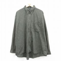 XL★古着 ピューリタン 長袖 シャツ メンズ 00年代 00s 大きいサイズ ボタンダウン 緑他 グリーン チェック 【spe】 25apr09 中古 トップス