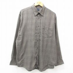XL★古着 アロー 長袖 シャツ メンズ ボタンダウン グレー他 チェック 25apr09 中古 トップス