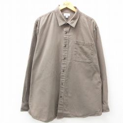 XL★古着 長袖 シャツ メンズ 大きいサイズ ロング丈 緑系 グリーン 25apr09 中古 トップス
