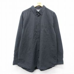 XL★古着 オールドネイビー OLD NAVY 長袖 シャツ メンズ 大きいサイズ コットン ボタンダウン 黒他 ブラック ストライプ 25apr11 中古 トップス