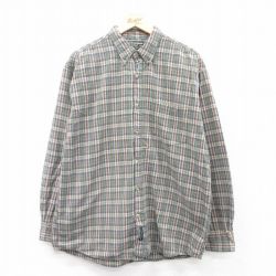 【20%OFF】L★古着 長袖 シャツ メンズ 00年代 00s コットン ボタンダウン 濃緑他 グリーン チェック 25apr11 中古 トップス