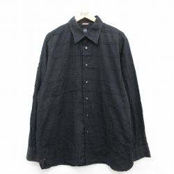 XL★古着 長袖 シャツ メンズ コットン 黒 ブラック 【spe】 25apr11 中古 トップス
