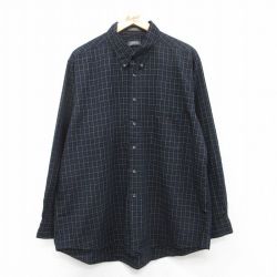 XL★古着 アロー 長袖 シャツ メンズ 大きいサイズ レーヨン 黒他 ブラック チェック 25apr11 中古 トップス
