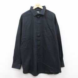 XL★古着 長袖 シャツ メンズ 大きいサイズ ロング丈 黒 ブラック 25apr11 中古 トップス