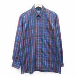 L★古着 長袖 シャツ メンズ 紺他 ネイビー チェック 25apr11 中古 トップス