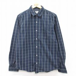 L★古着 オールドネイビー OLD NAVY 長袖 シャツ メンズ コットン 濃紺他 ネイビー チェック 25apr11 中古 トップス