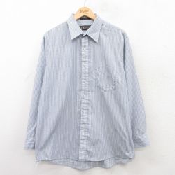 【50%OFF】XL★古着 長袖 シャツ メンズ 90年代 90s 紺他 ネイビー ストライプ 25apr11 中古 トップス