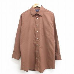 XL★古着 長袖 シャツ メンズ 茶 ブラウン 25apr14 中古 トップス