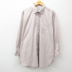 XL★古着 長袖 シャツ メンズ 大きいサイズ ロング丈 薄ベージュ系 カーキ 25apr14 中古 トップス