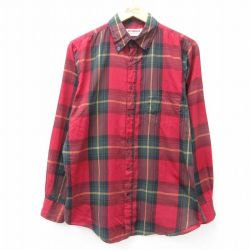 L★古着 マックレガー 長袖 シャツ メンズ 90年代 90s ボタンダウン 赤 レッド タータン チェック 25apr14 中古 トップス