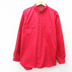 XL★古着 長袖 シャツ メンズ 赤 レッド 25apr14 中古 トップス