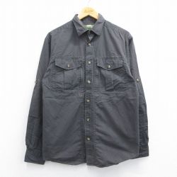 L★古着 長袖 シャツ メンズ リップストップ コットン グレー 25apr14 中古 トップス
