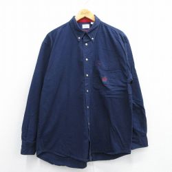 XL★古着 ビューグルボーイ 長袖 シャツ メンズ コットン ボタンダウン 紺 ネイビー 25apr14 中古 トップス