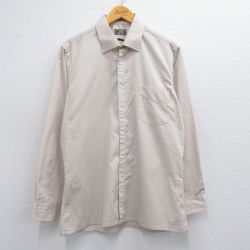 L★古着 長袖 シャツ メンズ ベージュ他 カーキ ストライプ 25apr14 中古 トップス