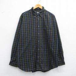 【50%OFF】XL★古着 長袖 シャツ メンズ 00年代 00s コットン ボタンダウン 紺他 ネイビー チェック 25apr14 中古 トップス