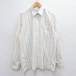 L★古着 長袖 シャツ メンズ 90年代 90s 白他 ホワイト ストライプ 25apr15 中古 トップス