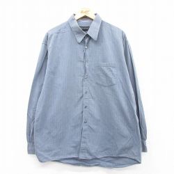 XL★古着 ペリーエリス 長袖 シャツ メンズ 薄紺 ネイビー 25apr15 中古 トップス