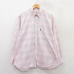 【50%OFF】L★古着 バブアー 長袖 シャツ メンズ ボタンダウン ピンク 25apr15 中古 トップス