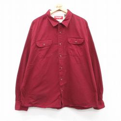 XL★古着 ラングラー Wrangler 長袖 シャツ メンズ 大きいサイズ コットン 赤 レッド 25apr15 中古 トップス
