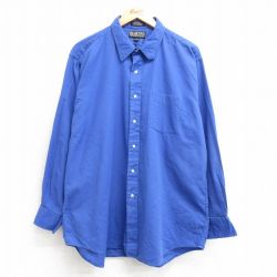 L★古着 長袖 シャツ メンズ コットン 紺系 ネイビー 25apr16 中古 トップス