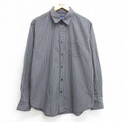 M★古着 ベーシックエディションズ 長袖 シャツ メンズ 黒他 ブラック ストライプ 25apr16 中古 トップス