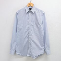 【50%OFF】M★古着 JOS A BANK 長袖 シャツ メンズ コットン 紺他 ネイビー ストライプ 25apr16 中古 トップス