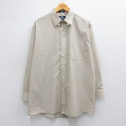 L★古着 長袖 シャツ メンズ 00年代 00s 薄ベージュ他 カーキ ストライプ 25apr17 中古 トップス