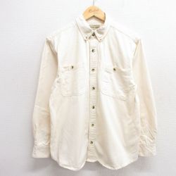 L★古着 長袖 シャツ メンズ コットン ボタンダウン 生成り 25apr18 中古 トップス