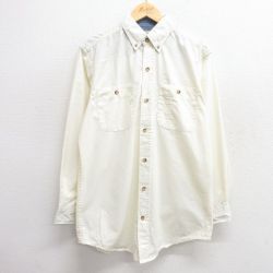 L★古着 長袖 シャツ メンズ リップストップ ボタンダウン 生成り 25apr18 中古 トップス