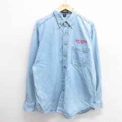 XL★古着 長袖 シャツ メンズ 00年代 00s CAMP コットン ボタンダウン 紺 ネイビー デニム 25apr18 中古 トップス