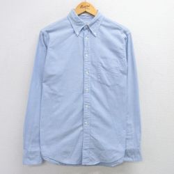 L★古着 長袖 シャツ メンズ 90年代 90s オックスフォード コットン ボタンダウン 薄紺 ネイビー 霜降り 25apr18 中古 トップス