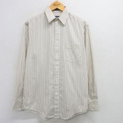L★古着 長袖 シャツ メンズ 90年代 90s USA製 白系他 ホワイト ストライプ 【spe】 25apr18 中古 トップス