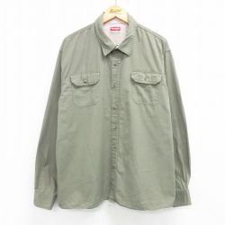 【50%OFF】XL★古着 ラングラー Wrangler 長袖 シャツ メンズ 大きいサイズ コットン 濃緑 グリーン 25apr21 中古 トップス