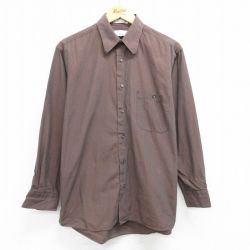 L★古着 長袖 シャツ メンズ コットン 茶 ブラウン 25apr19 中古 トップス