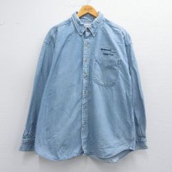 XL★古着 マンシングウェア 長袖 シャツ メンズ Mckesson HBOC コットン ボタンダウン 薄紺 ネイビー デニム 25apr19 中古 トップス