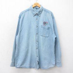 L★古着 長袖 シャツ メンズ cochabamba ロング丈 コットン ボタンダウン 紺 ネイビー デニム 25apr23 中古 トップス