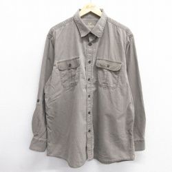 L★古着 長袖 シャツ メンズ ロング丈 コットン 茶系 ブラウン 25apr23 中古 トップス