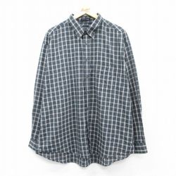 XL★古着 アロー 長袖 シャツ メンズ 大きいサイズ ボタンダウン 紺他 ネイビー チェック 25apr23 中古 トップス