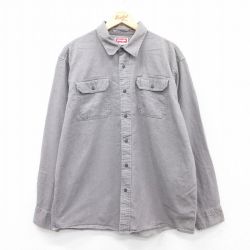 XL★古着 ラングラー Wrangler 長袖 シャツ メンズ 大きいサイズ グレー 霜降り 25apr23 中古 トップス