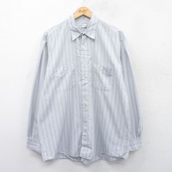XL★古着 ペリーエリス 長袖 シャツ メンズ 90年代 90s コットン USA製 薄グレー他 チェック 25apr23 中古 トップス