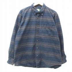 XL★古着 カベラス 長袖 シャツ メンズ 00年代 00s コットン ボタンダウン 紺他 ネイビー ボーダー 25apr25 中古 トップス