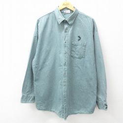 XL★古着 長袖 シャツ メンズ 90年代 90s ココペリ族 コットン USA製 緑 グリーン 25apr25 中古 トップス