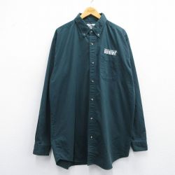 XL★古着 長袖 シャツ メンズ 00年代 00s BONIDE 大きいサイズ ロング丈 ボタンダウン 濃緑 グリーン 25apr25 中古 トップス