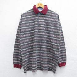 M★古着 ビューグルボーイ 長袖 ポロ シャツ メンズ 00年代 00s グレー他 ボーダー 25apr25 中古 トップス
