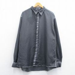 XL★古着 長袖 シャツ メンズ 大きいサイズ ロング丈 グレー 霜降り 25apr25 中古 トップス