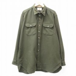 XL★古着 カベラス 長袖 シャツ メンズ 90年代 90s 大きいサイズ ロング丈 USA製 緑 グリーン 25may08 中古 トップス