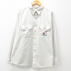 XL★古着 レッドヘッド 長袖 シャツ メンズ 90年代 90s 鳥 大きいサイズ ロング丈 USA製 ベージュ カーキ 25may08 中古 トップス