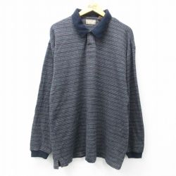 XL★古着 アロー 長袖 ポロ シャツ メンズ 大きいサイズ コットン 黒他 ブラック チェック 25may08 中古 トップス